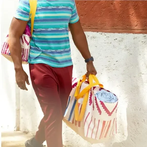 IKEA Limited Edition Multicolor Stripe Pattern Shopping Bags - X2 - Picture 2 of 5